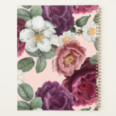 Elegante bordeauxrode bloemen trendy monogram planner (Achterkant)