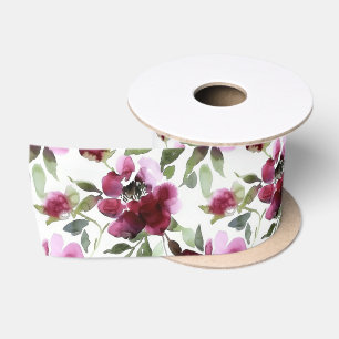 Elegante bordeauxrode bloemenlint satijnen lint