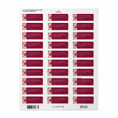 Elegante bordeauxrode bloemenprint etiket (Full Sheet)