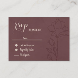 Elegante bordeauxrode bloemenvorm RSVP Informatiekaartje
