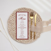 Elegante bordeauxrode botanische wapen monogram br menu