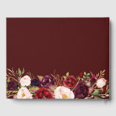 Elegante bordeauxrode en blozende bloemen bruiloft gastenboek (Achterkant)