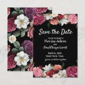 Elegante bordeauxrode en roze bloemen Save the Dat (Voorkant / Achterkant)