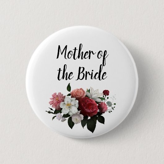 Elegante bordeauxrode en roze moeder van de bruid ronde button 5,7 cm (Voorkant)