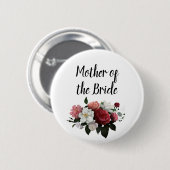 Elegante bordeauxrode en roze moeder van de bruid ronde button 5,7 cm (Voorkant /achterkant)