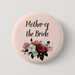 Elegante bordeauxrode en roze moeder van de bruid ronde button 5,7 cm