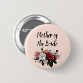Elegante bordeauxrode en roze moeder van de bruid ronde button 5,7 cm (Voorkant /achterkant)