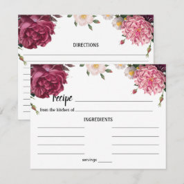 Elegante bordeauxrode en roze trouwreceptkaart notitiekaartje