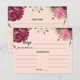 Elegante bordeauxrode en roze trouwreceptkaart notitiekaartje