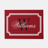 Elegante bordeauxrode familienaam monogram deurmat (Voorkant)