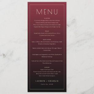Elegante bordeauxrode formele menukaart