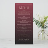 Elegante bordeauxrode formele menukaart (Staand voorkant)