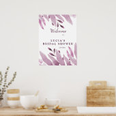 Elegante bordeauxrode grote bladeren bruiloftsshow poster (Keuken)