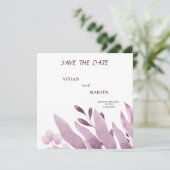 Elegante bordeauxrode grote bladeren Monogram Save Kaart (Staand voorkant)