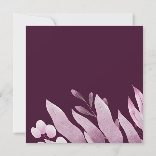 Elegante bordeauxrode grote bladeren Monogram Save Kaart (Achterkant)