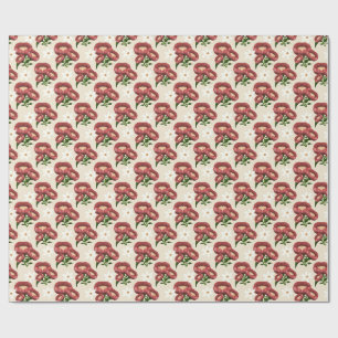 Elegante bordeauxrode klaproos en witte madeliefje cadeaupapier