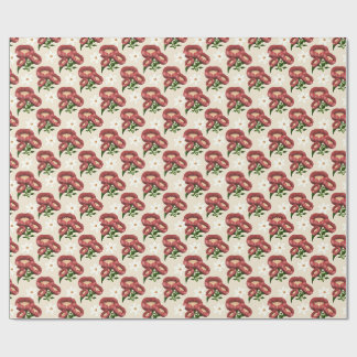 Elegante bordeauxrode klaproos en witte madeliefje cadeaupapier