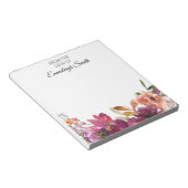 Elegante bordeauxrode koraal waterverf bloemensjab notitieblok (Schuin)