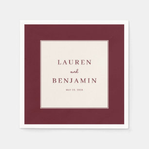 Elegante bordeauxrode minimalistische uitnodiging servet