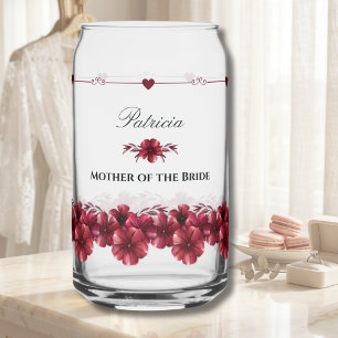 Elegante bordeauxrode moeder-van-de-bruid cadeau a blikvorm glas