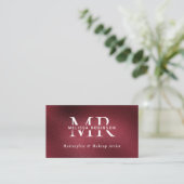 Elegante bordeauxrode monogram QR-code sociale med Visitekaartje (Staand voorkant)