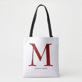 Elegante bordeauxrode monogramnaam tote bag (Voorkant)