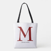 Elegante bordeauxrode monogramnaam tote bag (Achterkant)