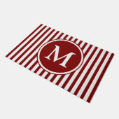 Elegante bordeauxrode strepen monogram deurmat (Schuin)