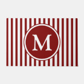 Elegante bordeauxrode strepen monogram deurmat (Voorkant)