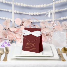Elegante bordeauxrode tent favorverpakking voor hu bedankdoosjes