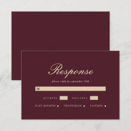 Elegante bordeauxrode trouw-RSVP-reactie antwoordk RSVP Kaartje