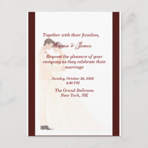 Elegante bordeauxrode trouwuitnodiging  briefkaart