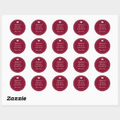 Elegante bordeauxrode valentijns bruidsdouche ronde sticker (Vel)