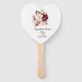 Elegante bordeauxrode witte bloemen handwaaier (Voorkant)