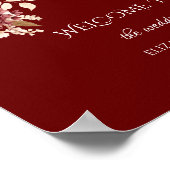 Elegante bordeauxrode witte bloemen poster (Hoek)