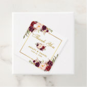 Elegante bordeauxrood bloem goud bruiloft bedankt bedankjes labels (In situ)