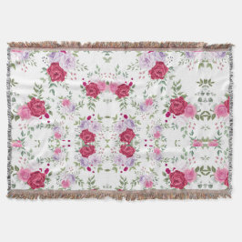 Elegante bordeauxrood en roze lavendel bloementuin deken