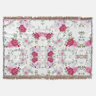 Elegante bordeauxrood en roze lavendel bloementuin deken