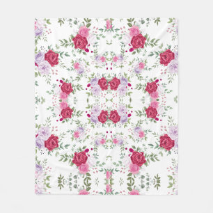 Elegante bordeauxrood en roze lavendel bloementuin fleece deken