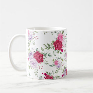 Elegante bordeauxrood en roze lavendel bloementuin koffiemok