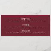 Elegante bordeauxrood gepersonaliseerde gast naam menu (Achterkant)