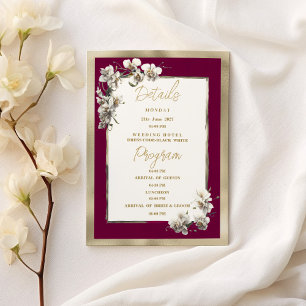 Elegante bordeauxrood goud witte orchidee Details  Kaart