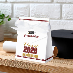 Elegante bordeauxrood gouden afstudeerfeest klas 2 bedankdoosjes