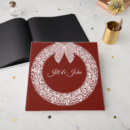 Elegante bordeauxrood kanten krans bruiloft gast b gastenboek