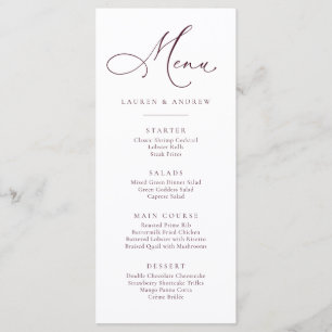 Elegante bordeauxrood minimalistisch plat menu