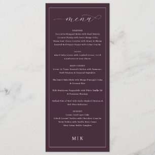 Elegante bordeauxrood minimalistische trouwmenu menu