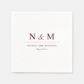 Elegante bordeauxrood monogram beginletters klassi servet (Voorkant)