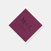 Elegante bordeauxrood monogram datum trouw servet (Hoek)