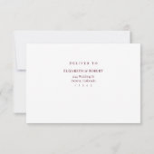 Elegante bordeauxrood monogram trouw-RSVP kaart (Achterkant)