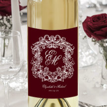 Elegante bordeauxrood monogram wapen vintage bruil